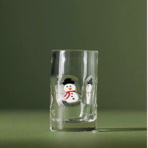 Anthropologie (2) Festive Icon Shot Glass Snowman  -NIB